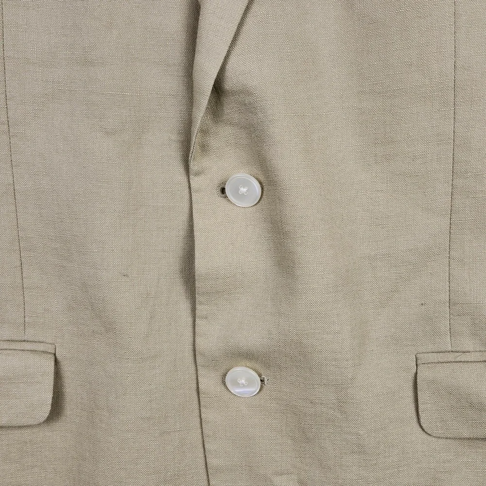 Lauren Ralph Lauren Blazer Sport Coat Jacket Mens 44R Beige Linen Two Button